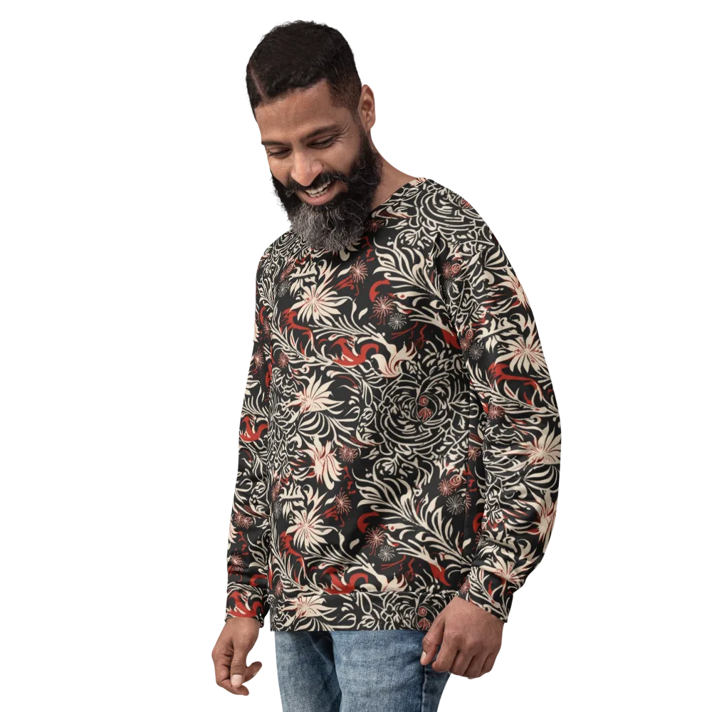 Crimson Herbarium on Sweatshirt — Left Front