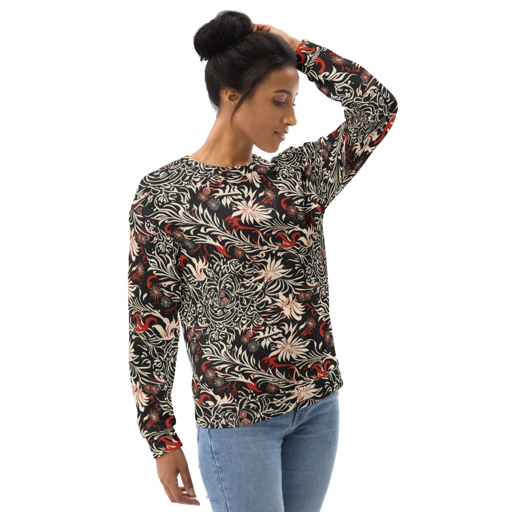 Crimson Herbarium on Sweatshirt — Right Front
