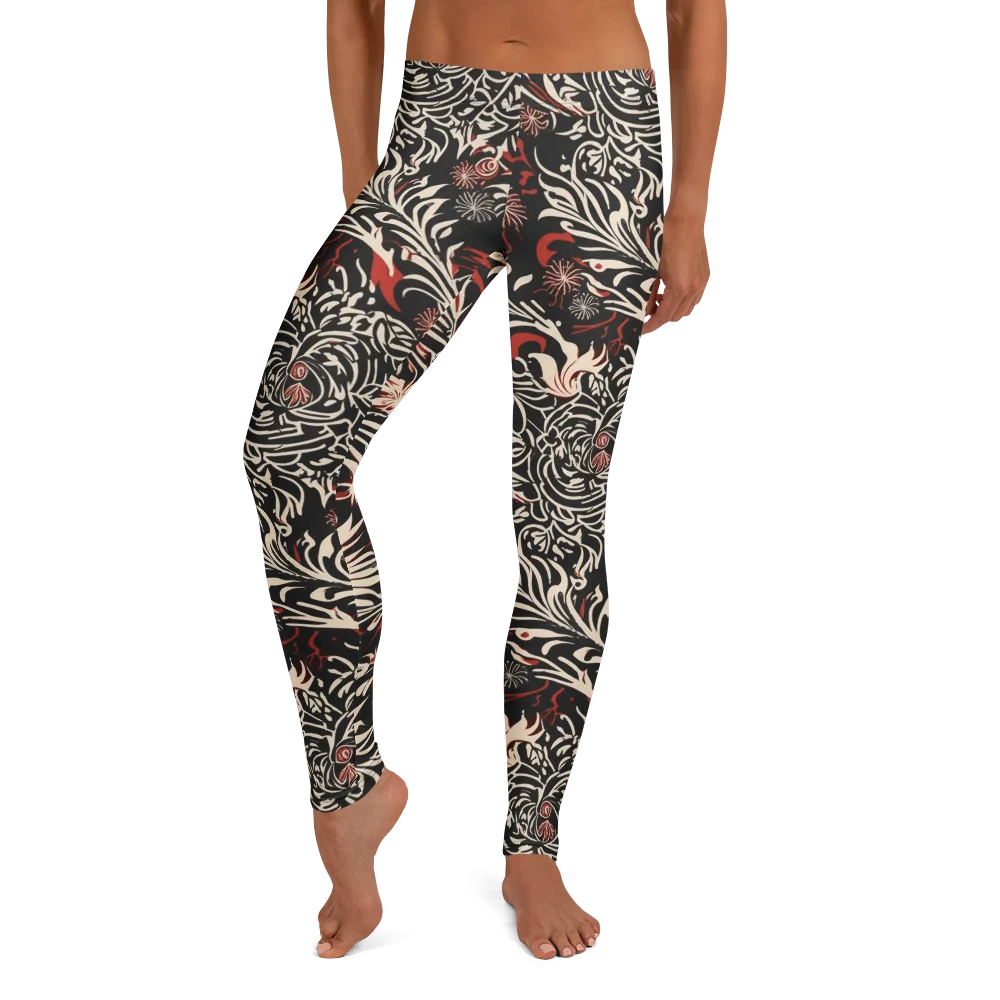 Crimson Herbarium on Leggings — Front