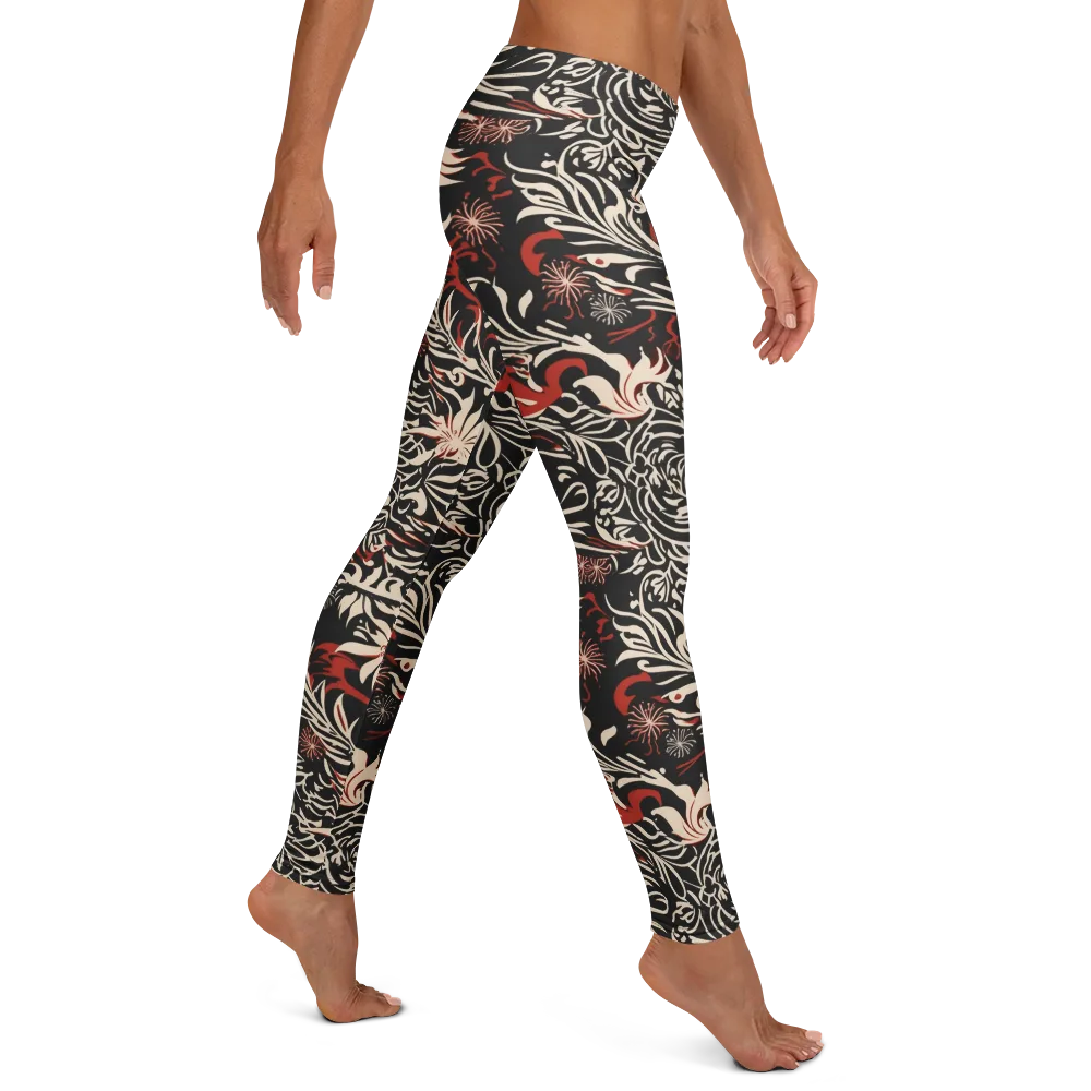 Crimson Herbarium on Leggings — Right