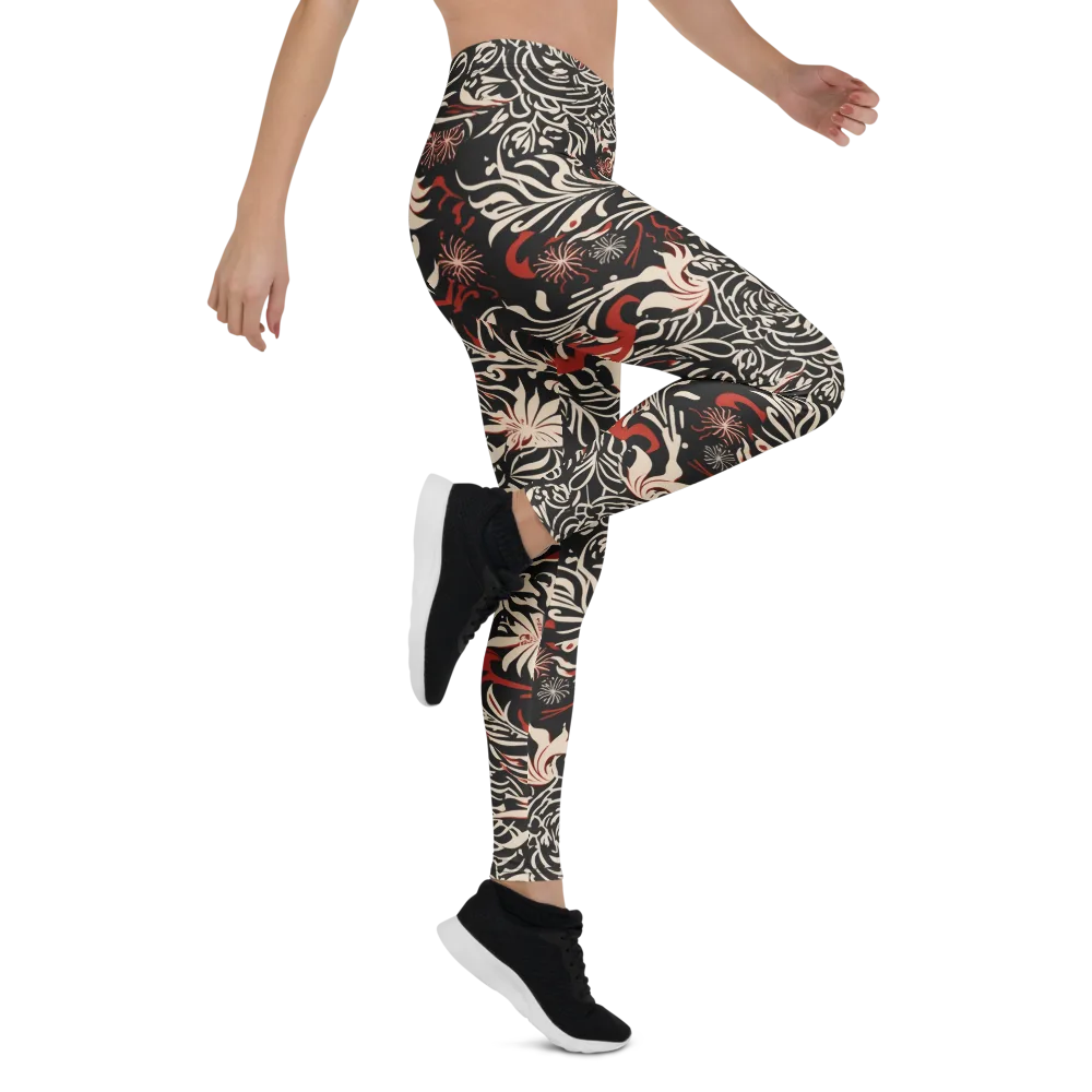 Crimson Herbarium on Leggings — Right