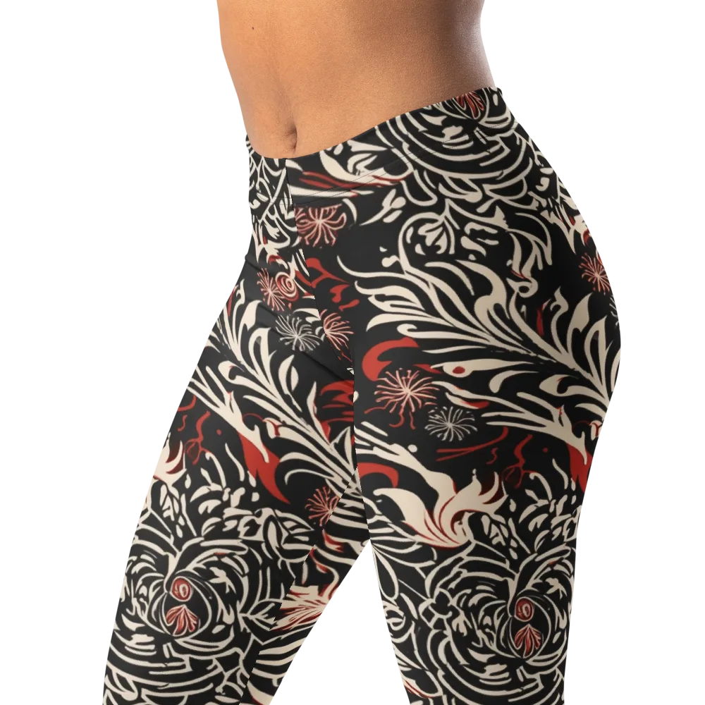 Crimson Herbarium on Leggings — Left Front