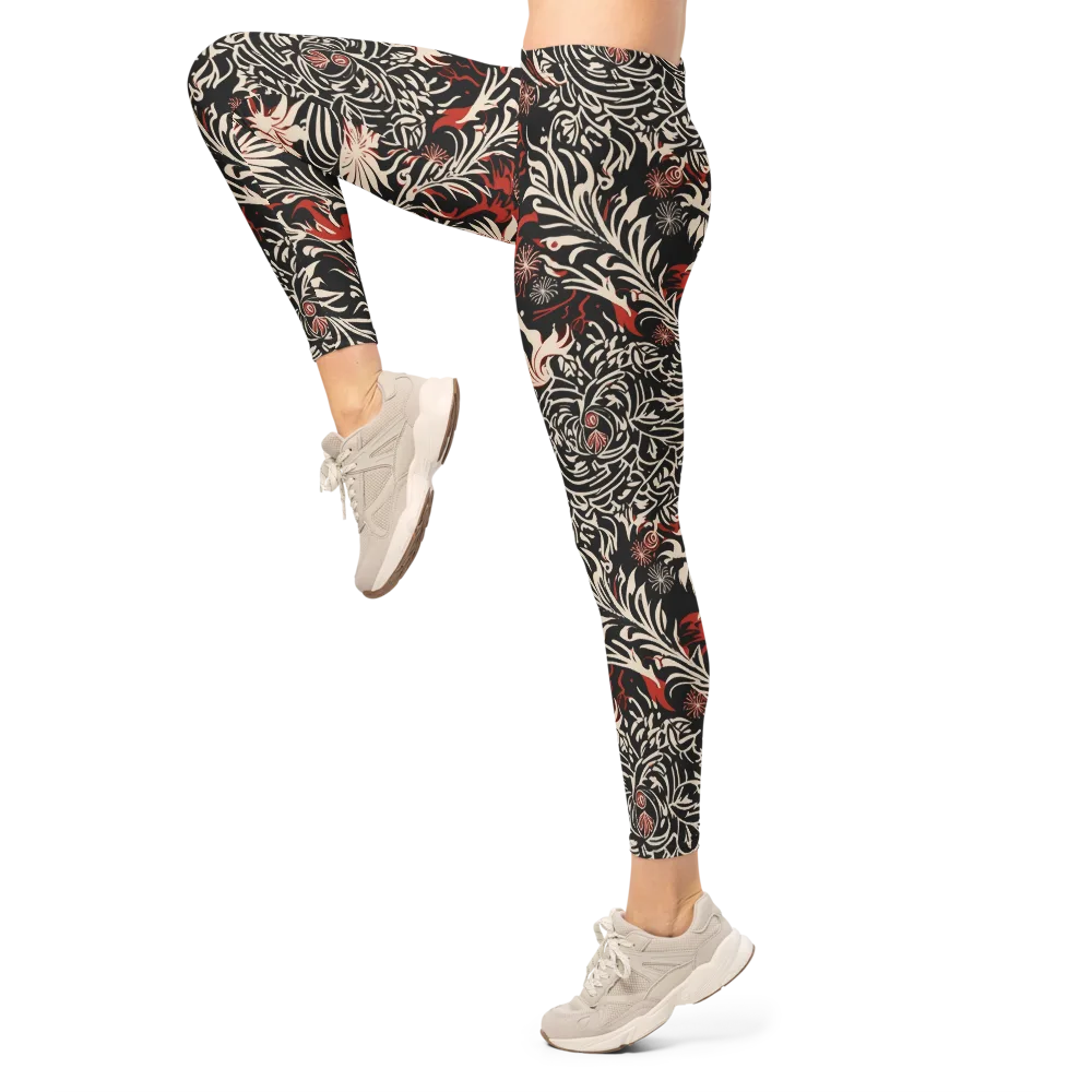 Crimson Herbarium on Leggings — Left