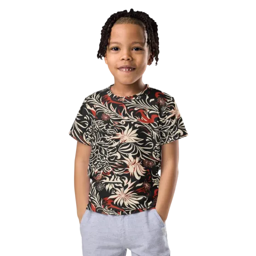 Crimson Herbarium on a Kids Crew Neck T-Shirt