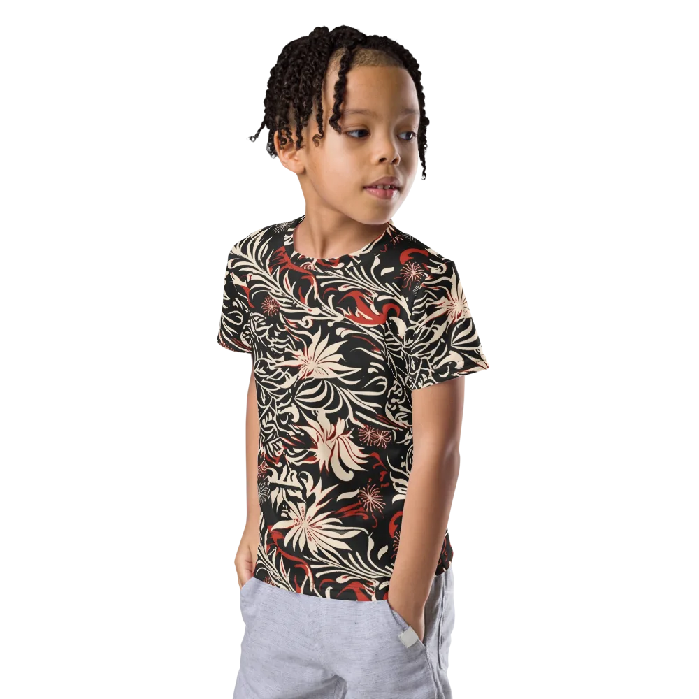 Crimson Herbarium on Kids Crew Neck T-Shirt — Left Front