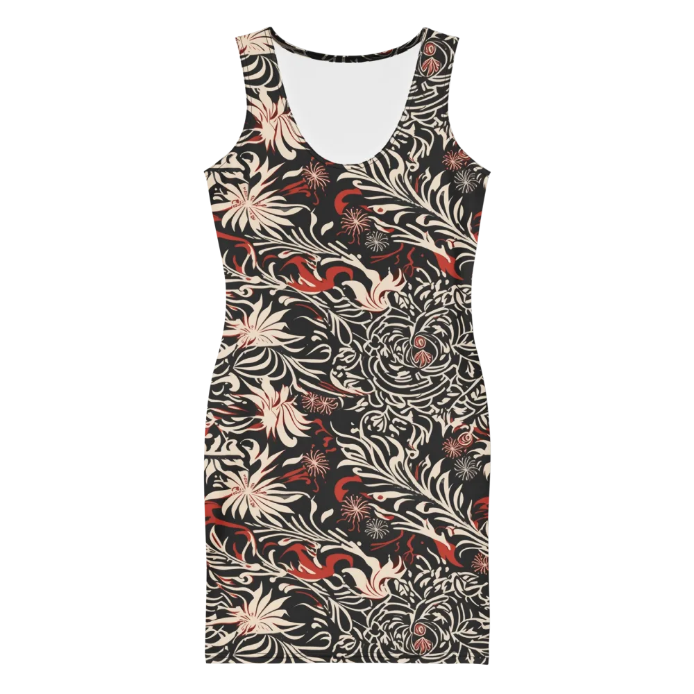 Crimson Herbarium on Bodycon Dress — Front