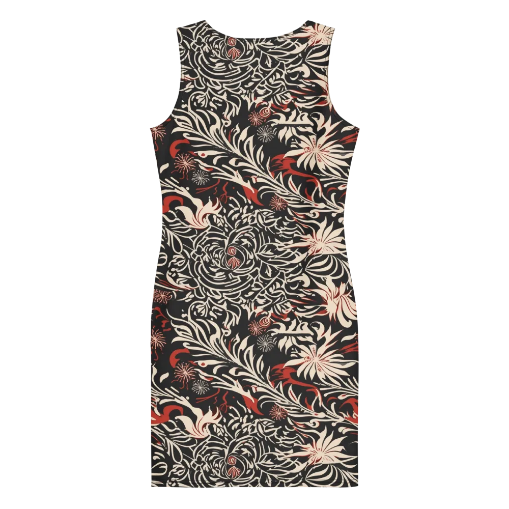Crimson Herbarium on Bodycon Dress — Back