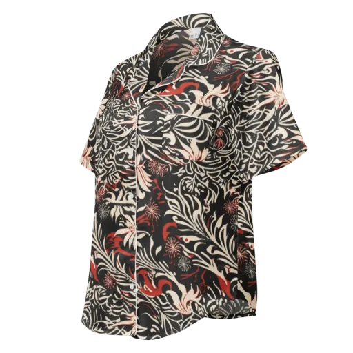Crimson Herbarium on a Women's Short Sleeve Pajama Top