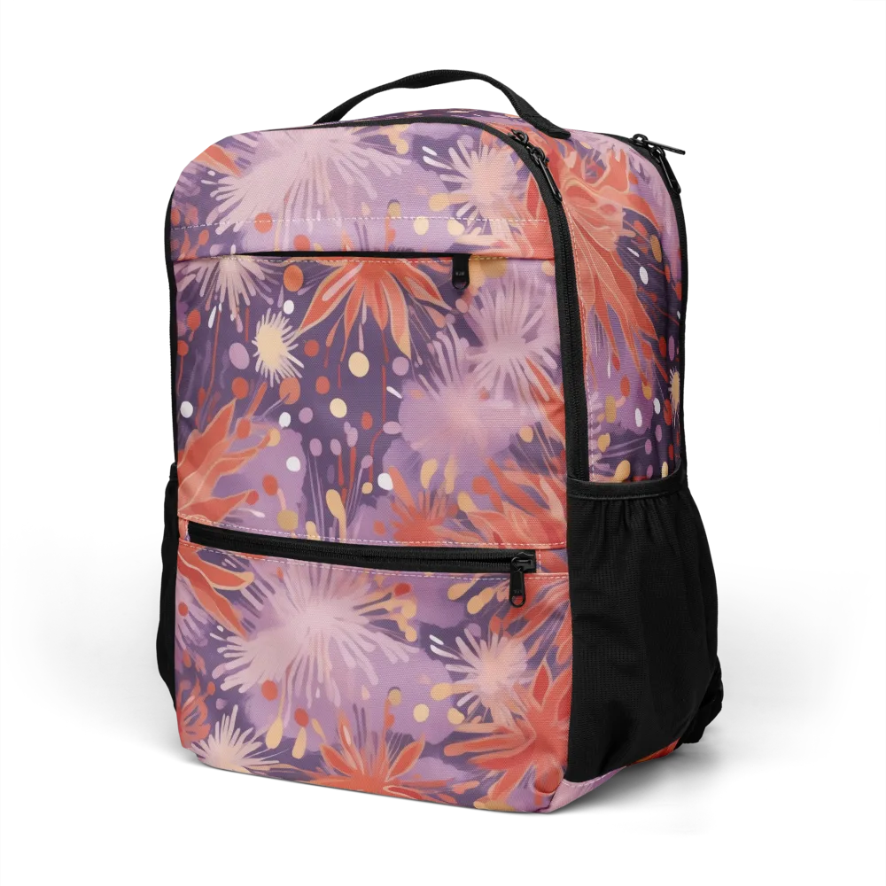 Coral Dusk Bloom on Utility Backpack — Left Front
