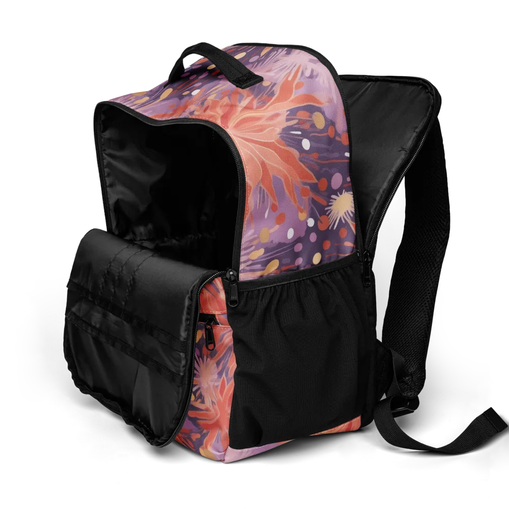 Coral Dusk Bloom on Utility Backpack — Product details 2