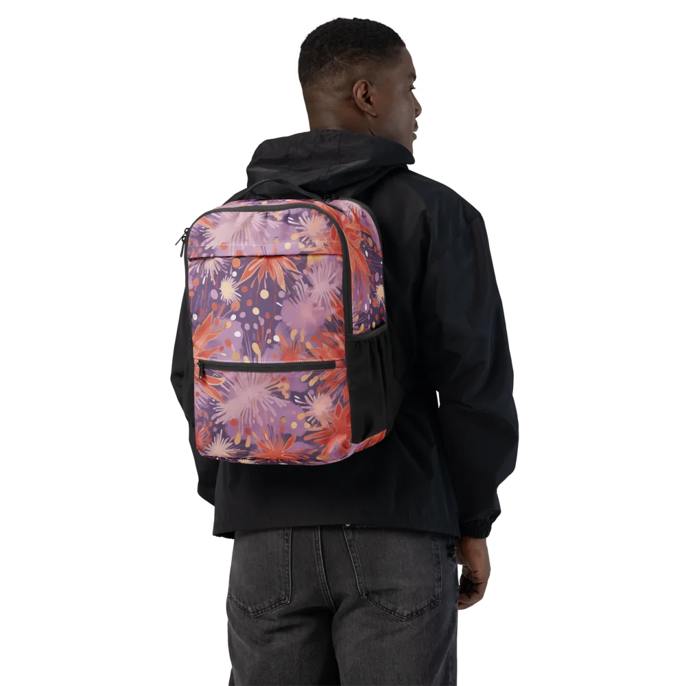 Coral Dusk Bloom on Utility Backpack — Back