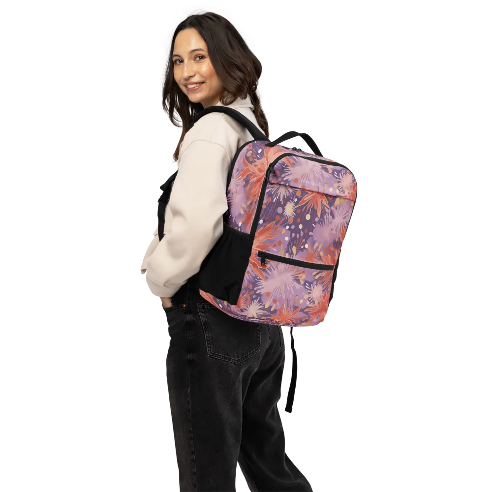 Coral Dusk Bloom on Utility Backpack — Back