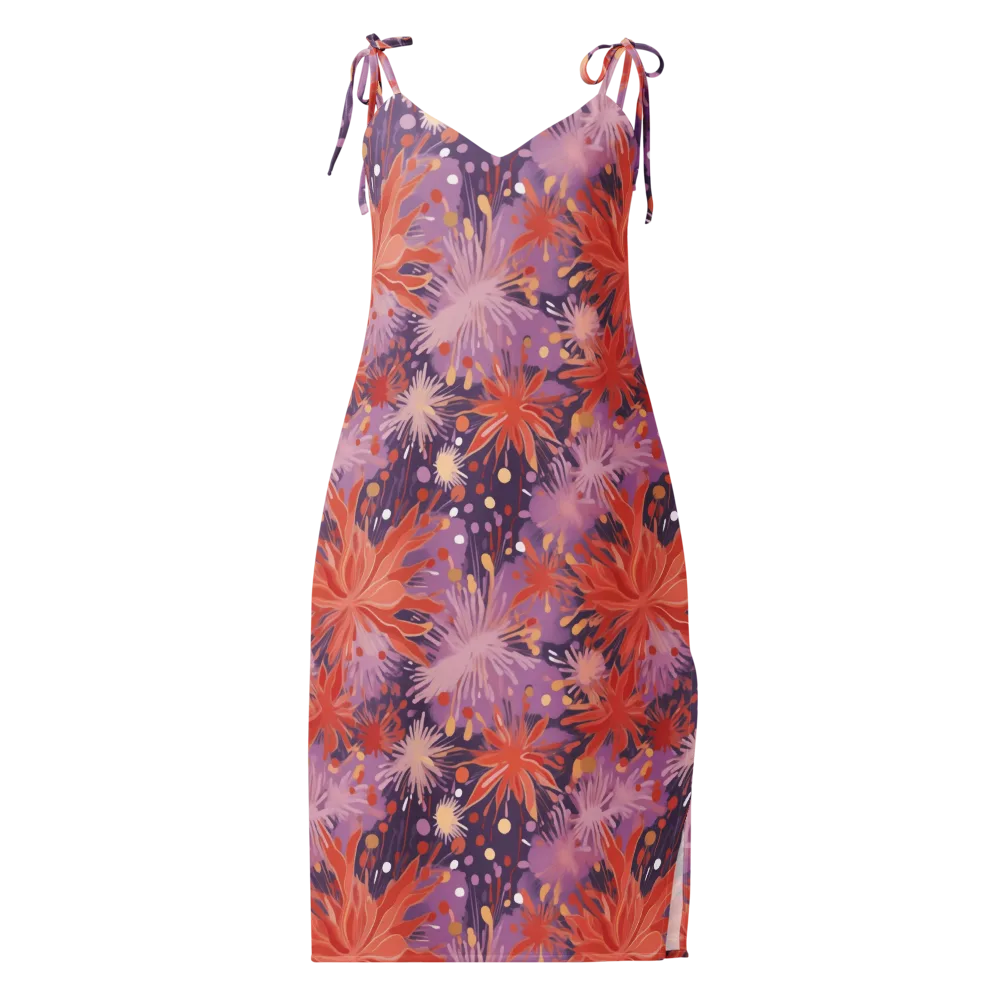 Coral Dusk Bloom on Slip Dress — Front