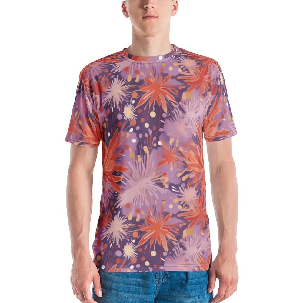 Coral Dusk Bloom on Men's Crew Neck T-Shirt — Front