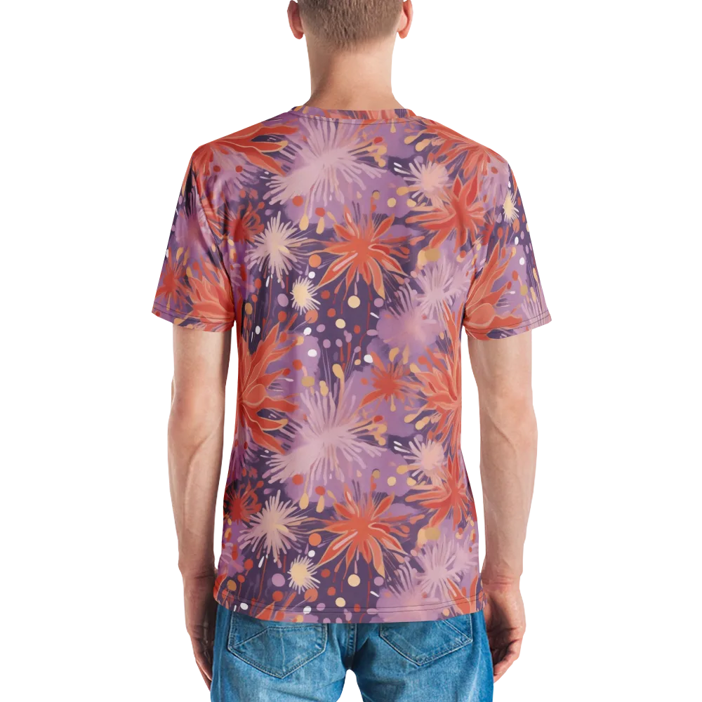 Coral Dusk Bloom on Men's Crew Neck T-Shirt — Back
