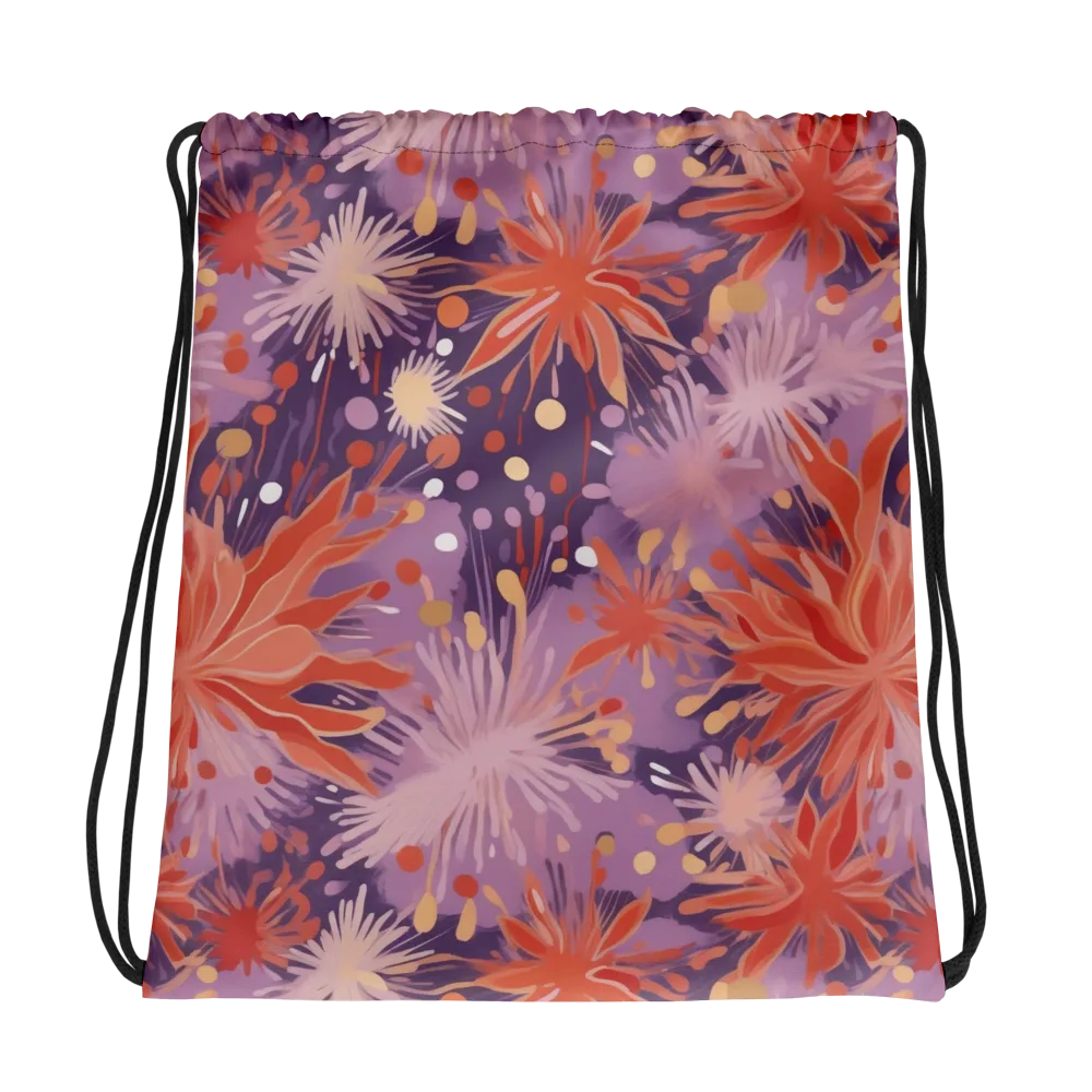 Coral Dusk Bloom on Drawstring Bag — Photo