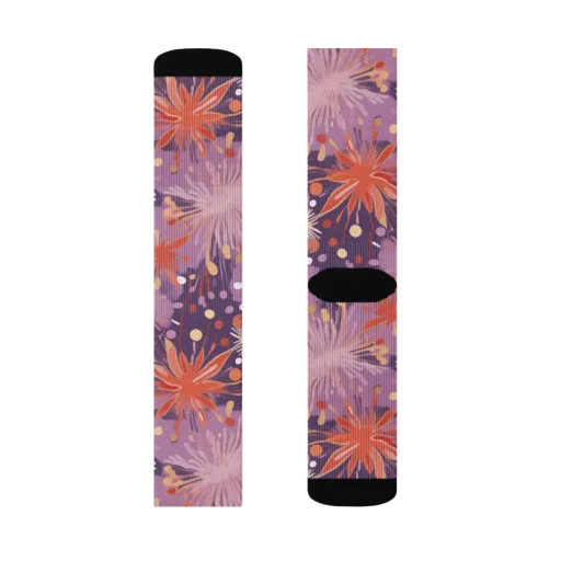 Coral Dusk Bloom on a Socks