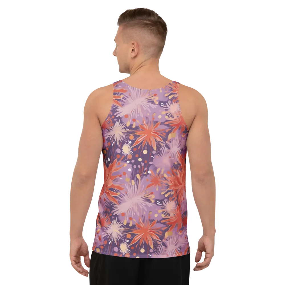 Coral Dusk Bloom on Men's Tank Top — Back