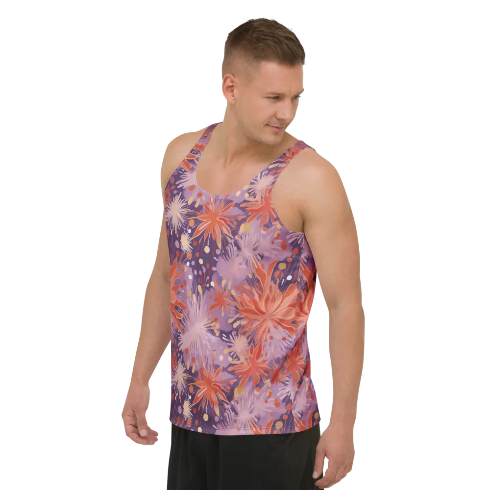 Coral Dusk Bloom on Men's Tank Top — Left Front