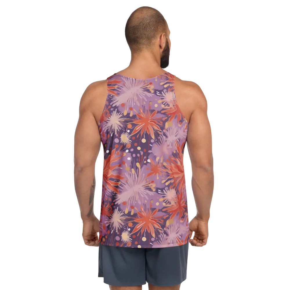 Coral Dusk Bloom on Men's Tank Top — Back