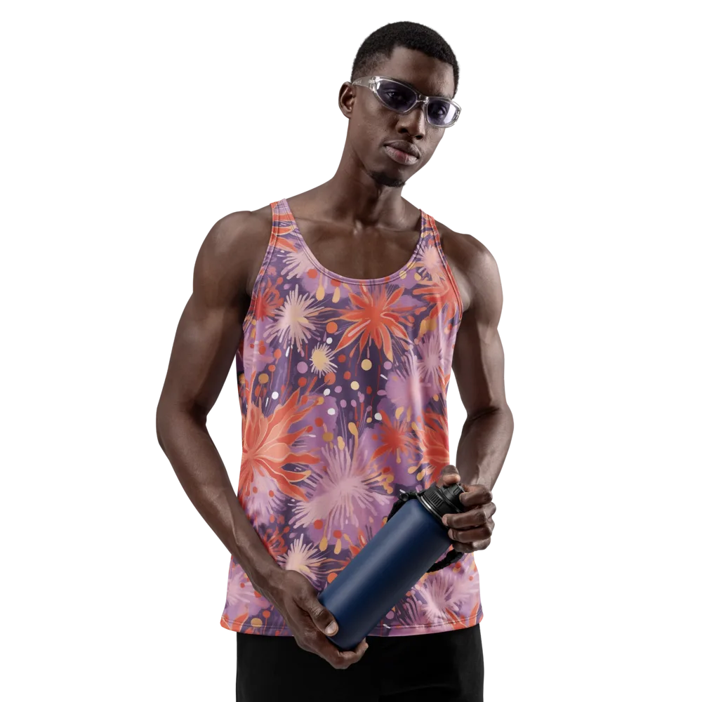 Coral Dusk Bloom on Men's Tank Top — Front