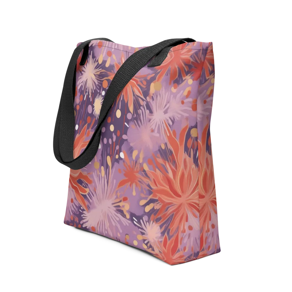 Coral Dusk Bloom on Tote Bag — Front