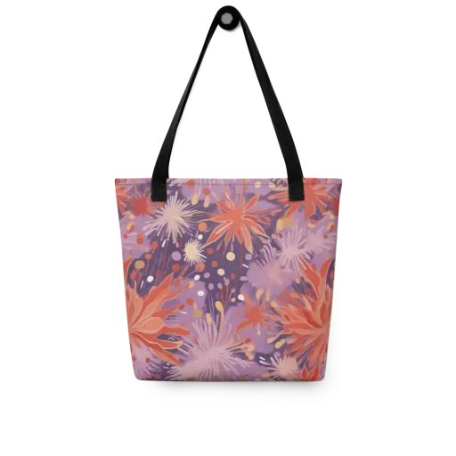 Coral Dusk Bloom on a Tote Bag