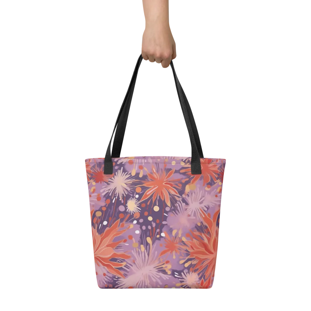 Coral Dusk Bloom on Tote Bag — Front