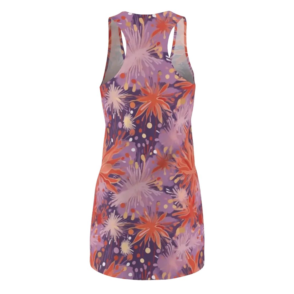 Coral Dusk Bloom on Racerback Dress — Back