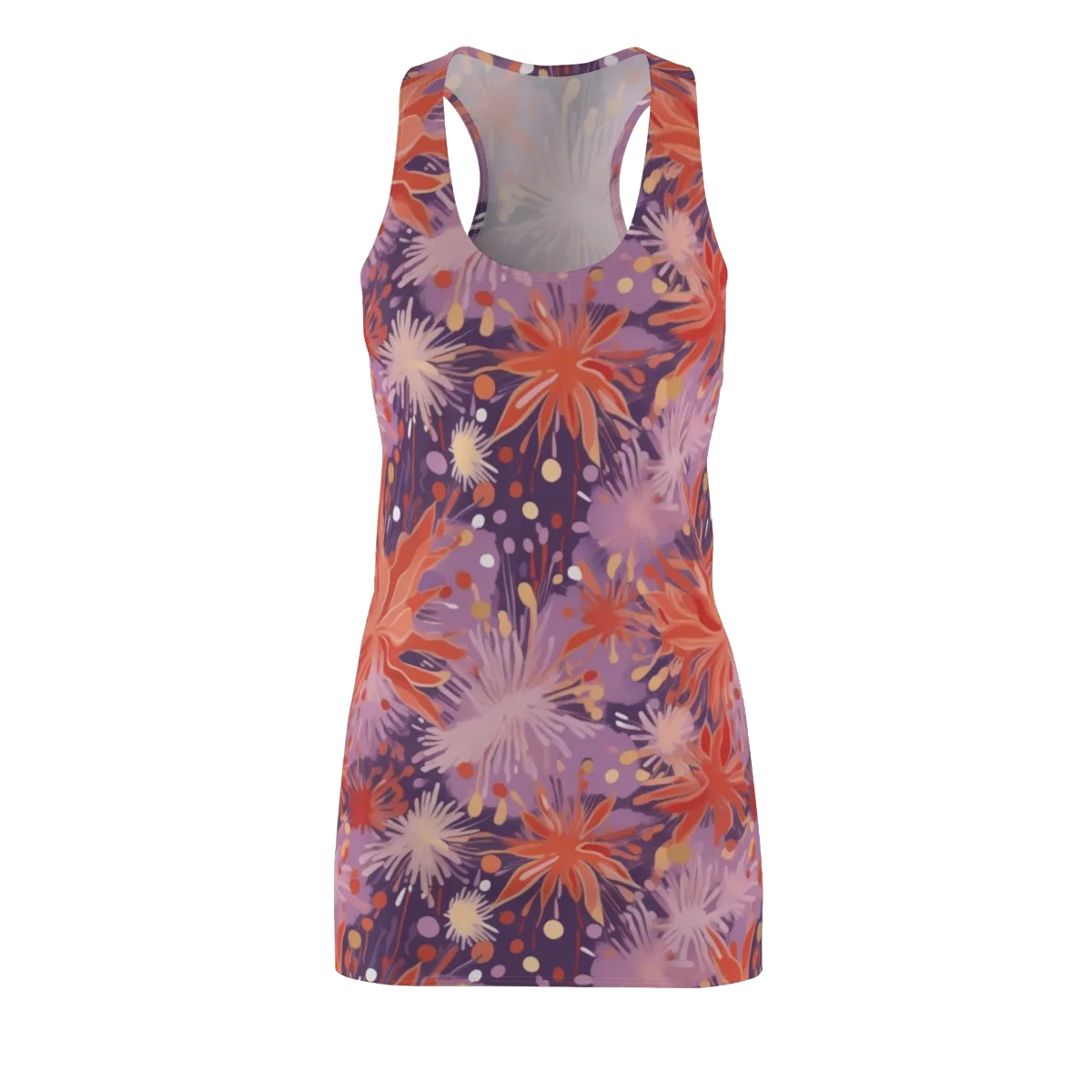 Coral Dusk Bloom on Racerback Dress — Front