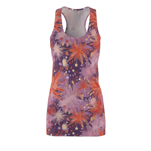 Coral Dusk Bloom on a Racerback Dress
