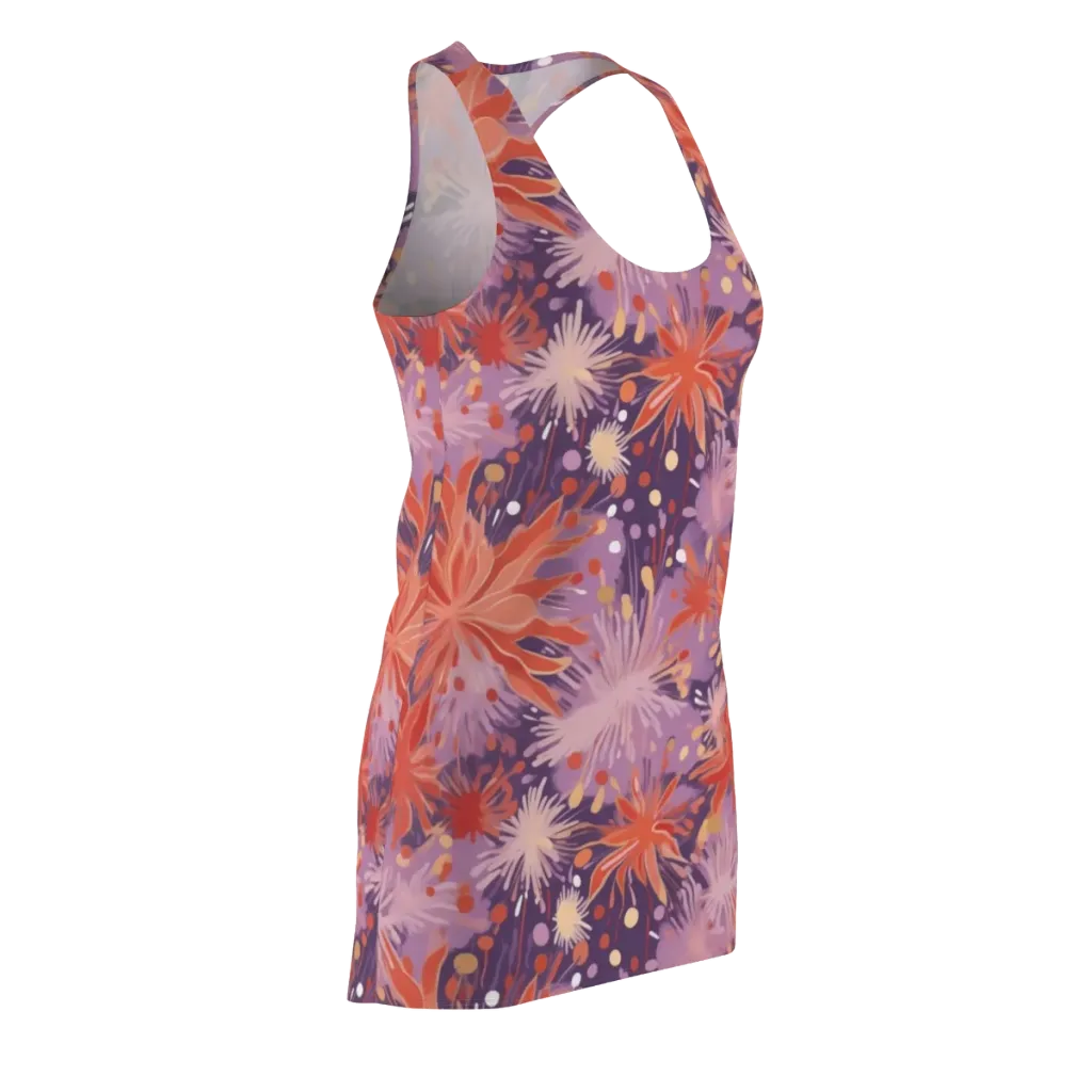 Coral Dusk Bloom on Racerback Dress — Front Side