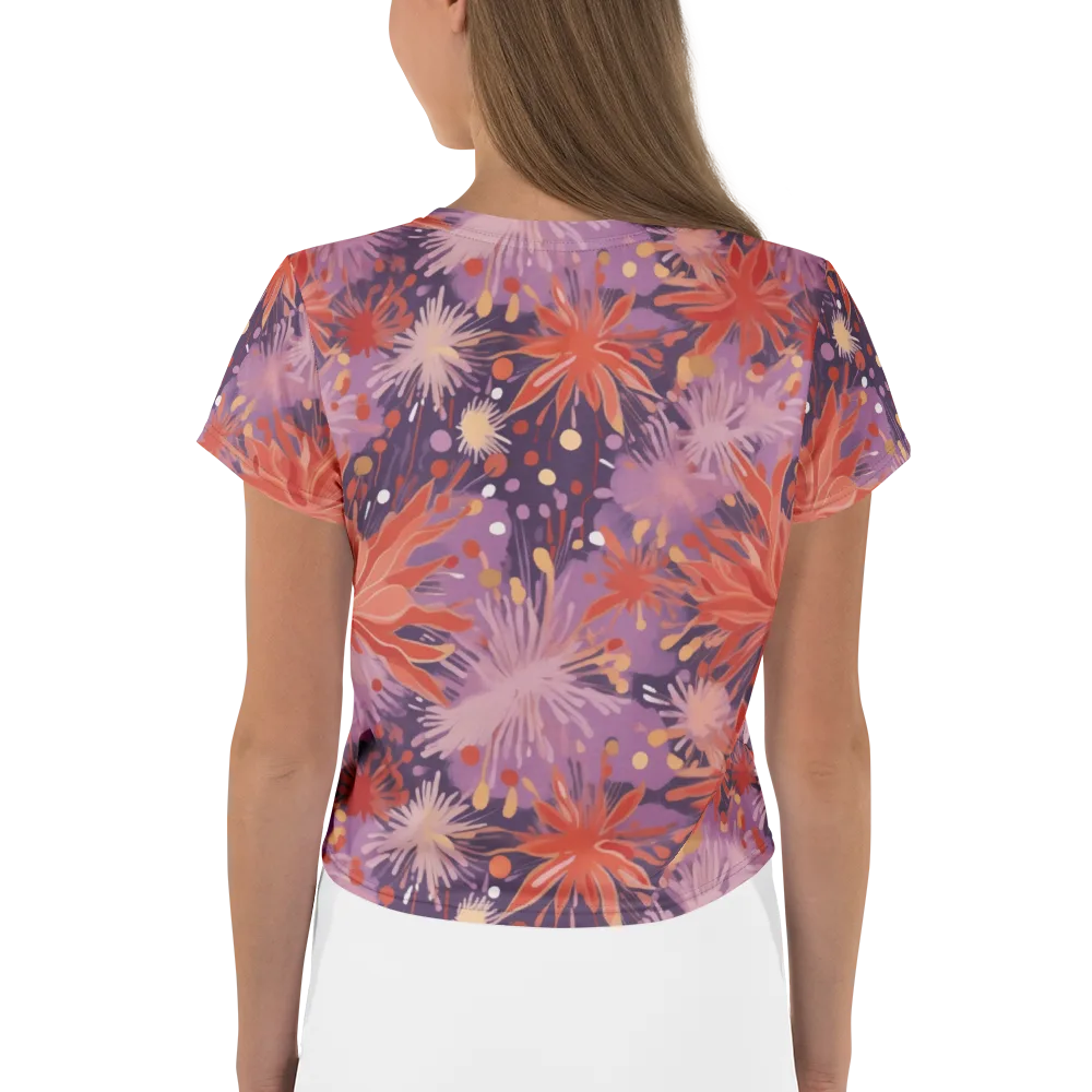Coral Dusk Bloom on Crop Tee — Back