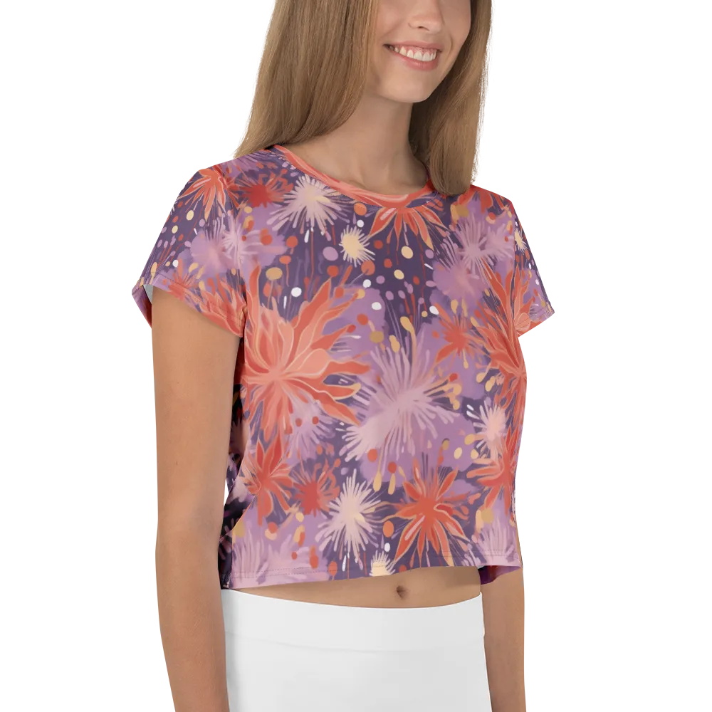Coral Dusk Bloom on Crop Tee — Right