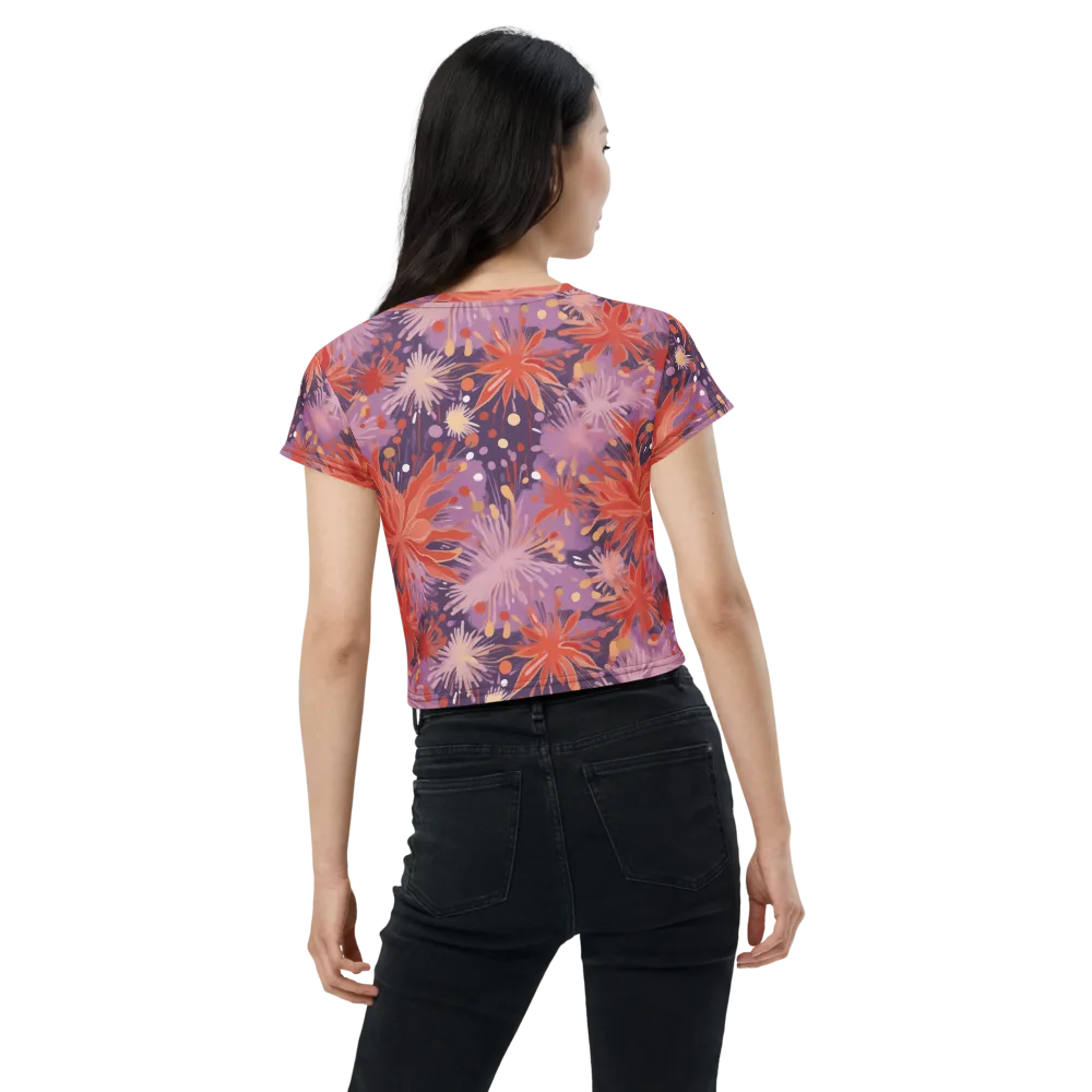 Coral Dusk Bloom on Crop Tee — Back