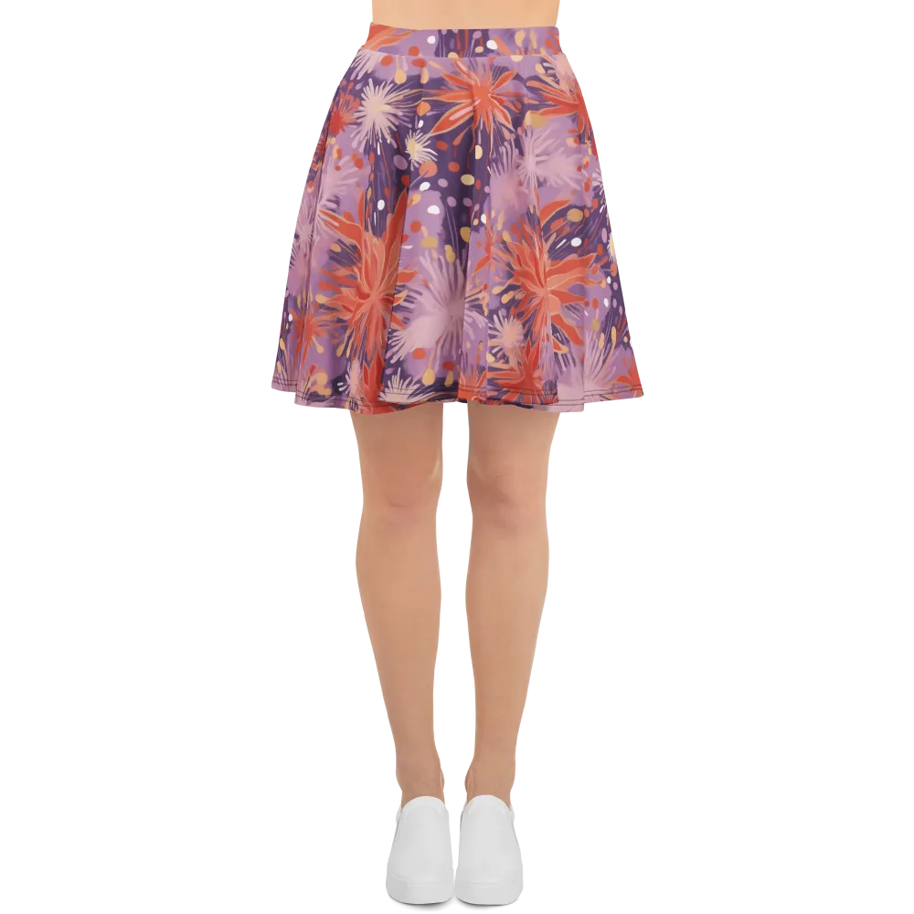 Coral Dusk Bloom on Skater Skirt — Front