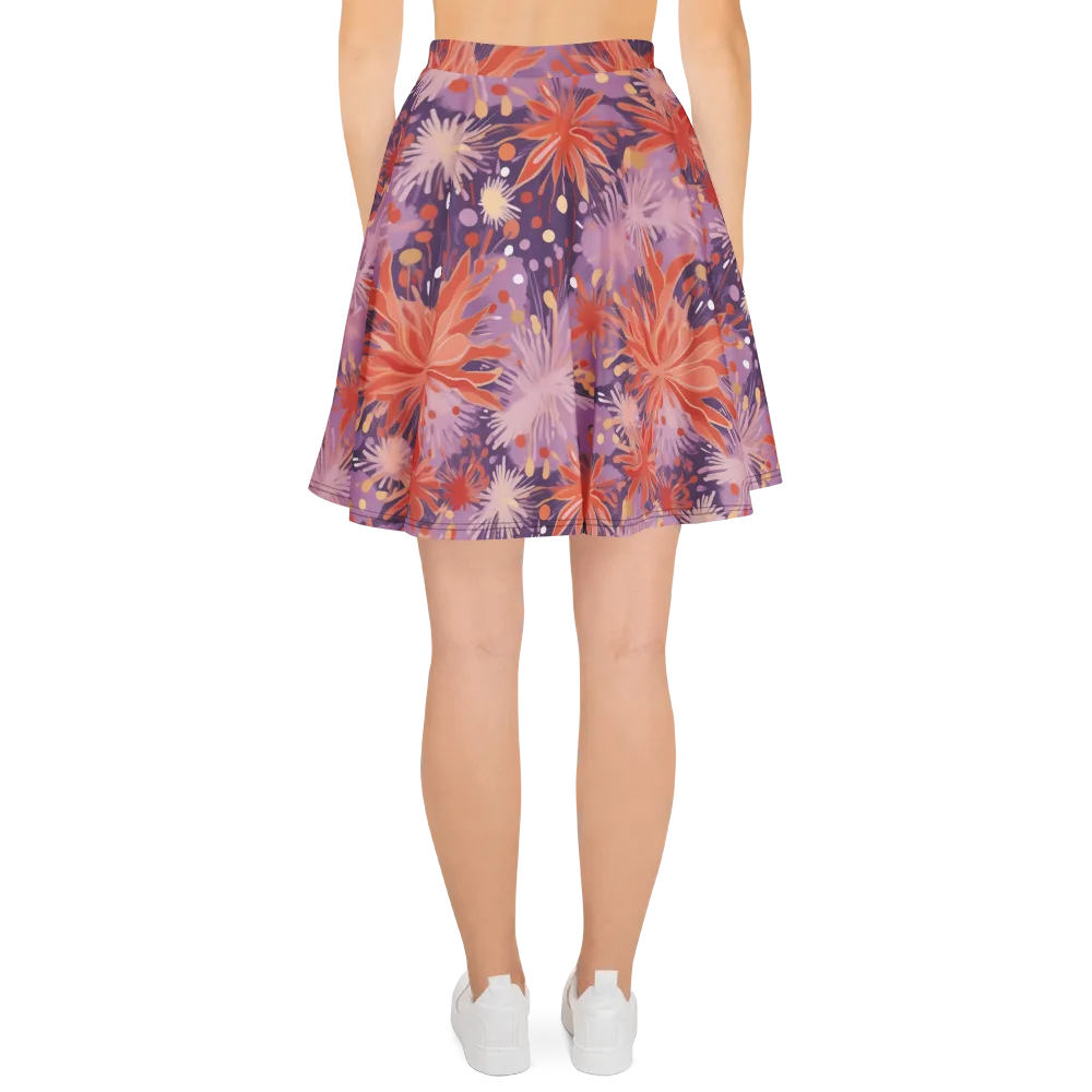 Coral Dusk Bloom on Skater Skirt — Back