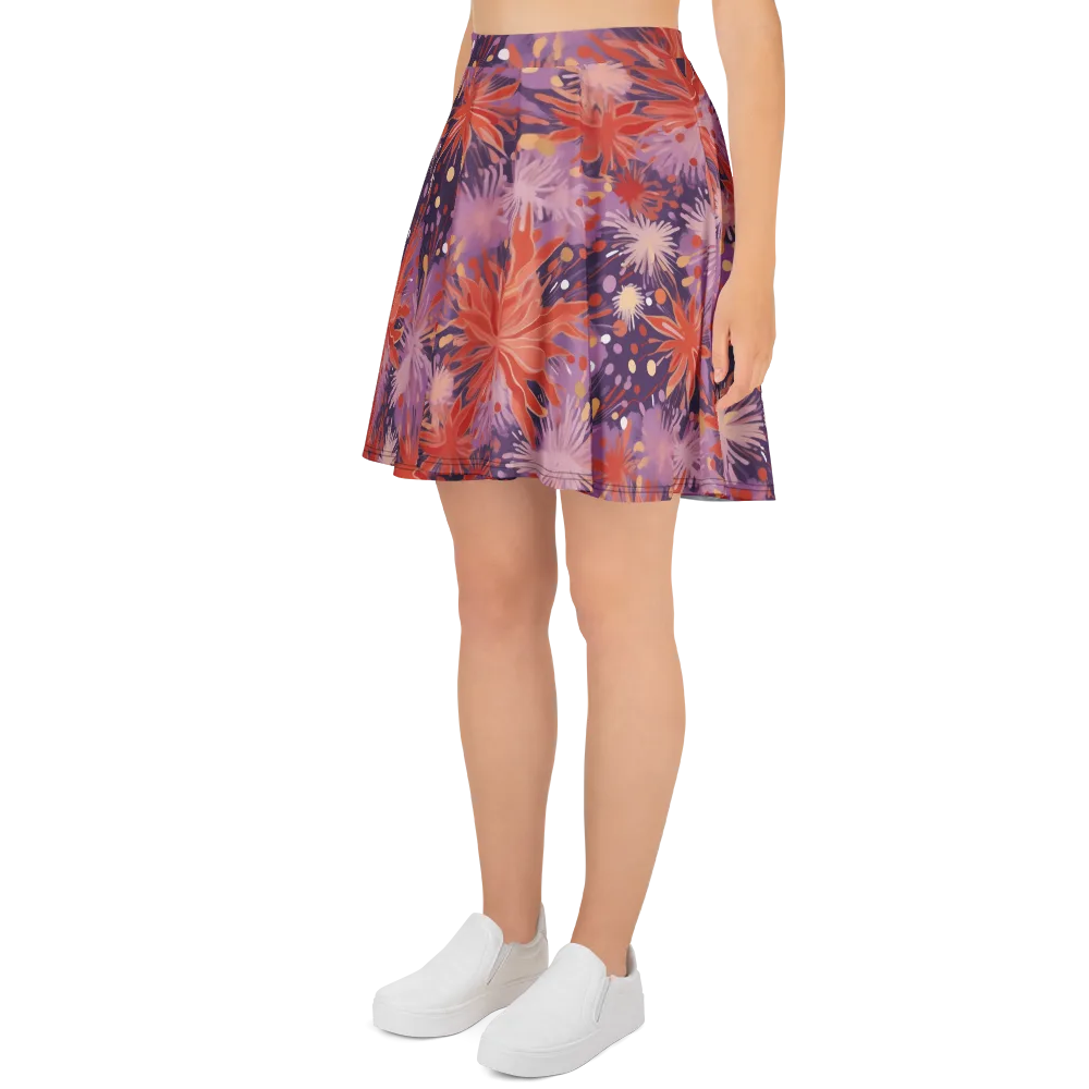 Coral Dusk Bloom on Skater Skirt — Left