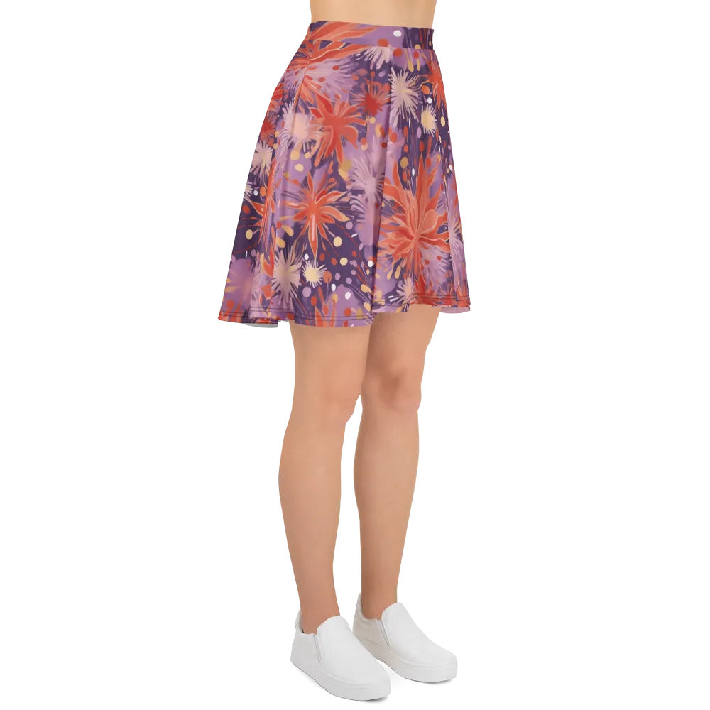 Coral Dusk Bloom on Skater Skirt — Right