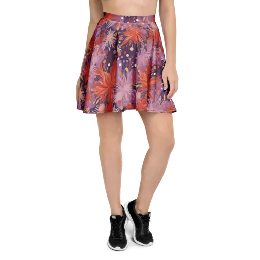 Coral Dusk Bloom on a Skater Skirt