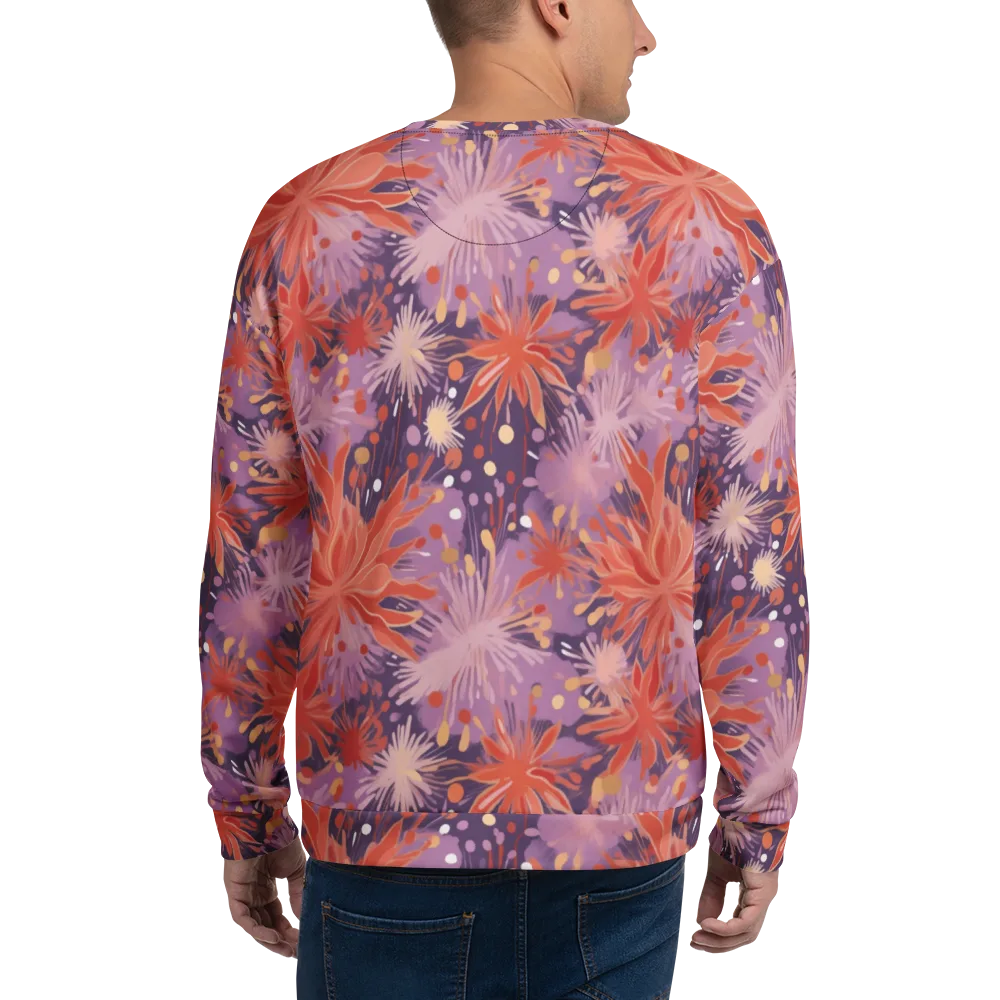 Coral Dusk Bloom on Sweatshirt — Back