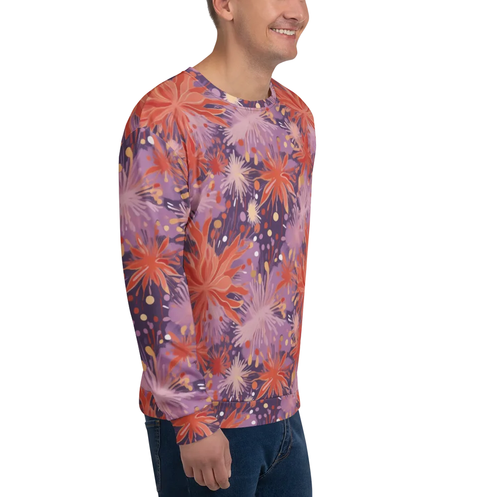 Coral Dusk Bloom on Sweatshirt — Right Front