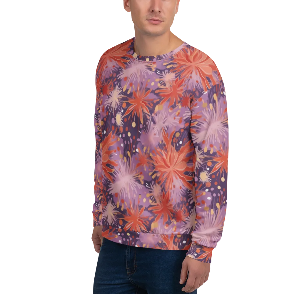 Coral Dusk Bloom on Sweatshirt — Left Front