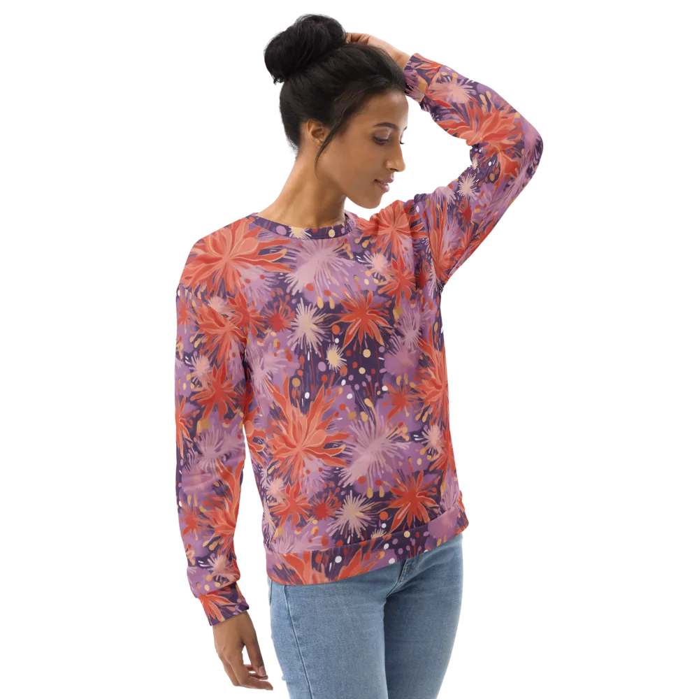 Coral Dusk Bloom on Sweatshirt — Right Front