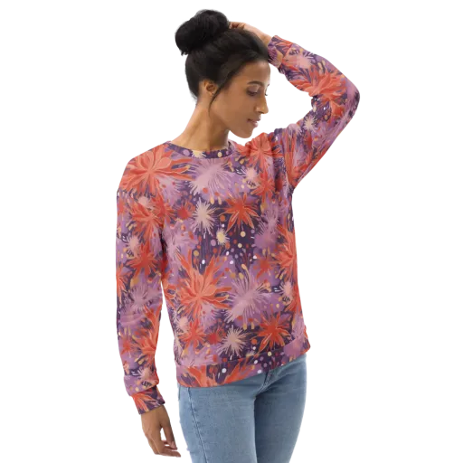 Coral Dusk Bloom on a Sweatshirt