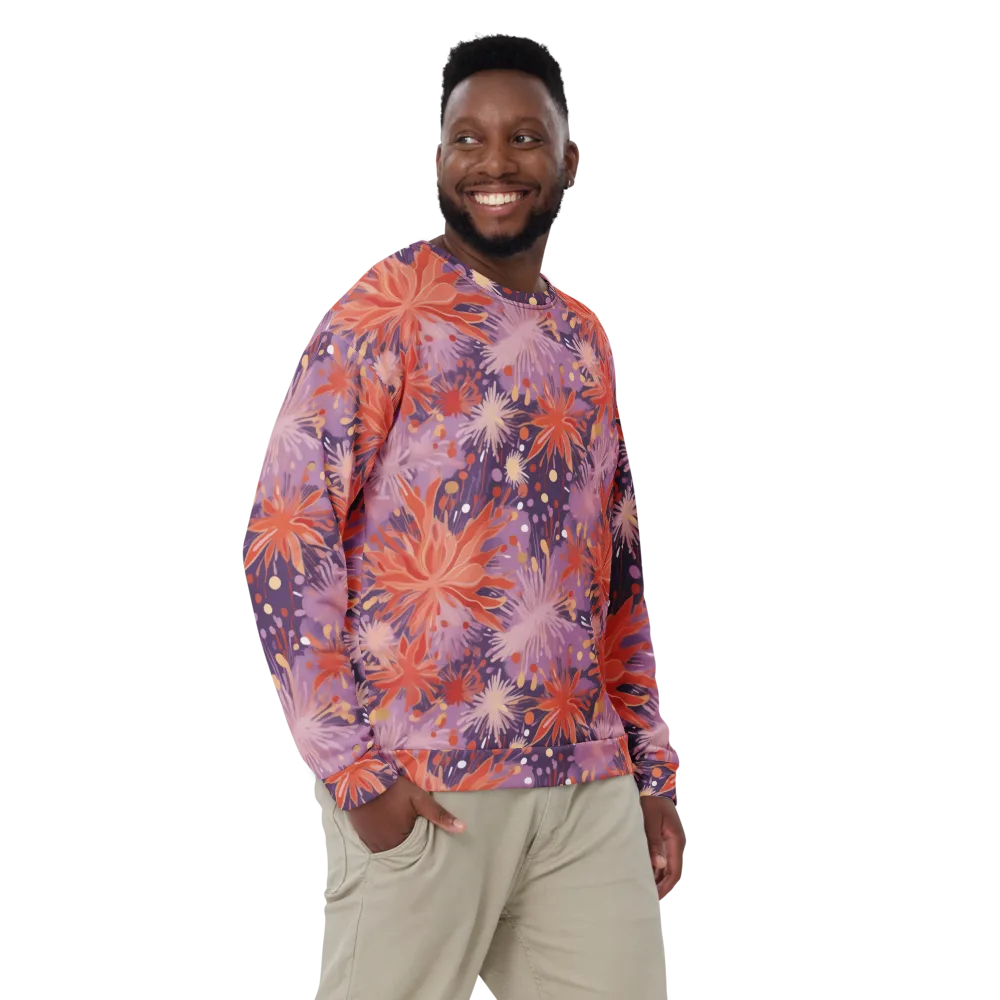 Coral Dusk Bloom on Sweatshirt — Front