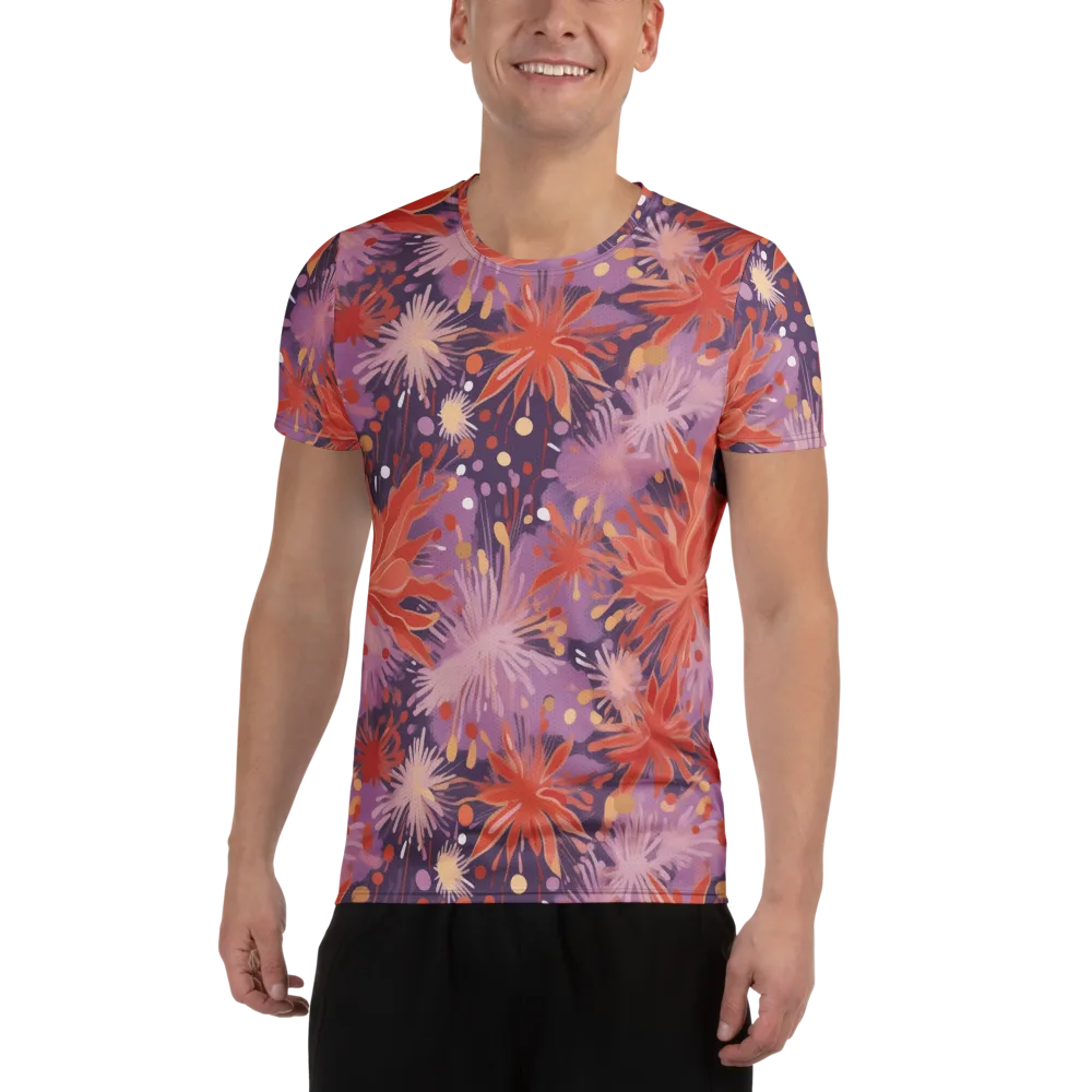 Coral Dusk Bloom on Men's Athletic T-Shirt — Front