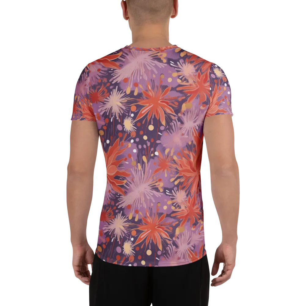 Coral Dusk Bloom on Men's Athletic T-Shirt — Back