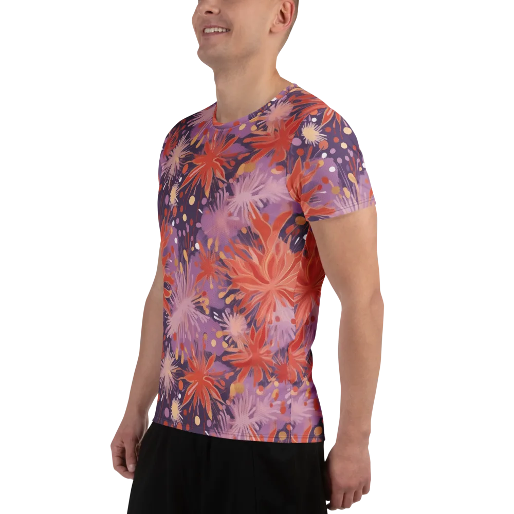 Coral Dusk Bloom on Men's Athletic T-Shirt — Left