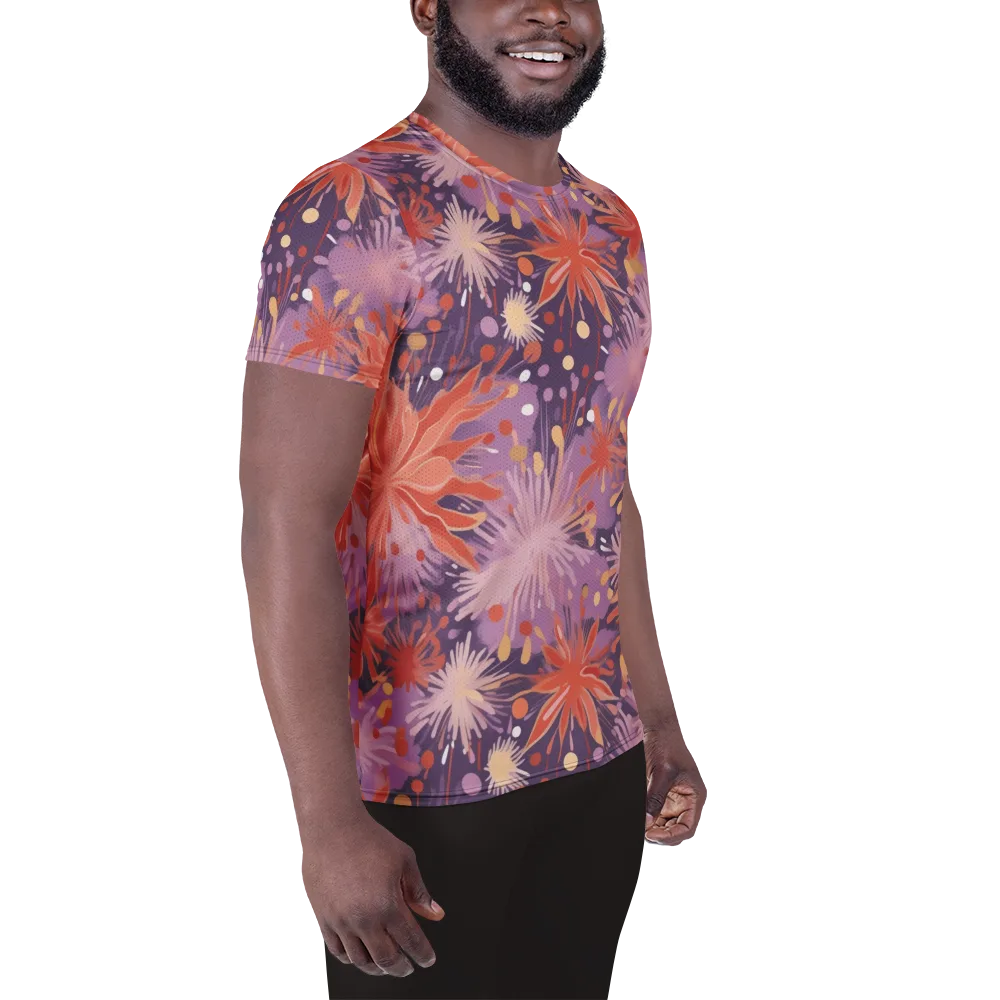 Coral Dusk Bloom on Men's Athletic T-Shirt — Right